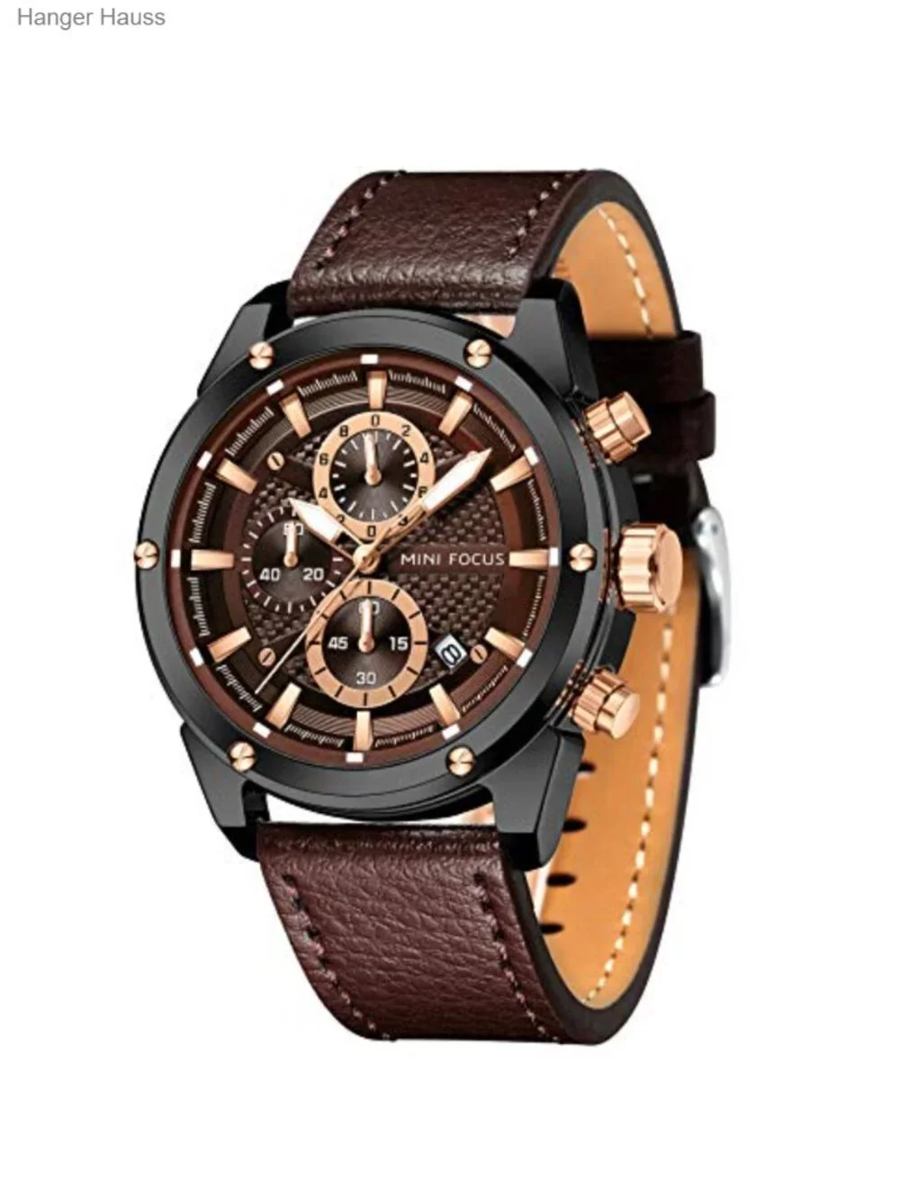 Men's Business Casual Chronograph Watch - Genuine Leather Band - Water